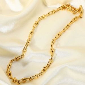 18K Gold Plated Stainless Steel Chunky Chain Short Necklace